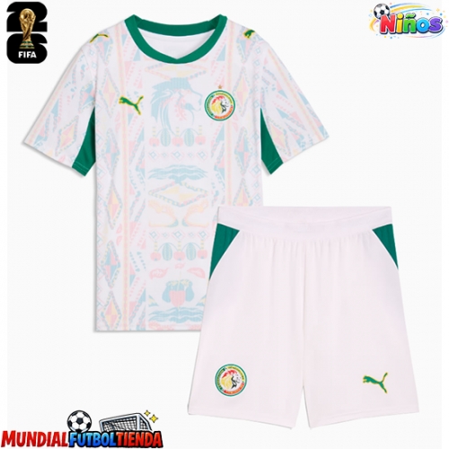 Camiseta Senegal Primera Equipación Replica Mundial 2026 para niños mangas cortas (+ Pantalones cortos)